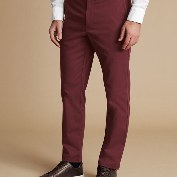 Charles Tyrwhitt Ultimate Non-Iron Chinos - Maroon - Picture 2 of 5